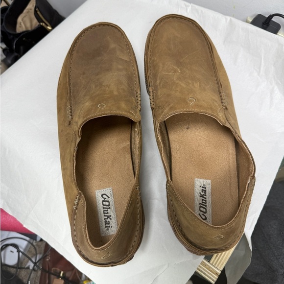 OLUKAI MOLOA SHOES EUC Sz 14 RAY Slip-On, Leather, Loafer Beach Shoe - Picture 8 of 12